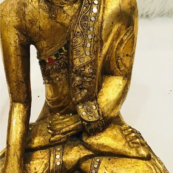 Gold Buddha Statue with Red Accents - Picture 7 of 13